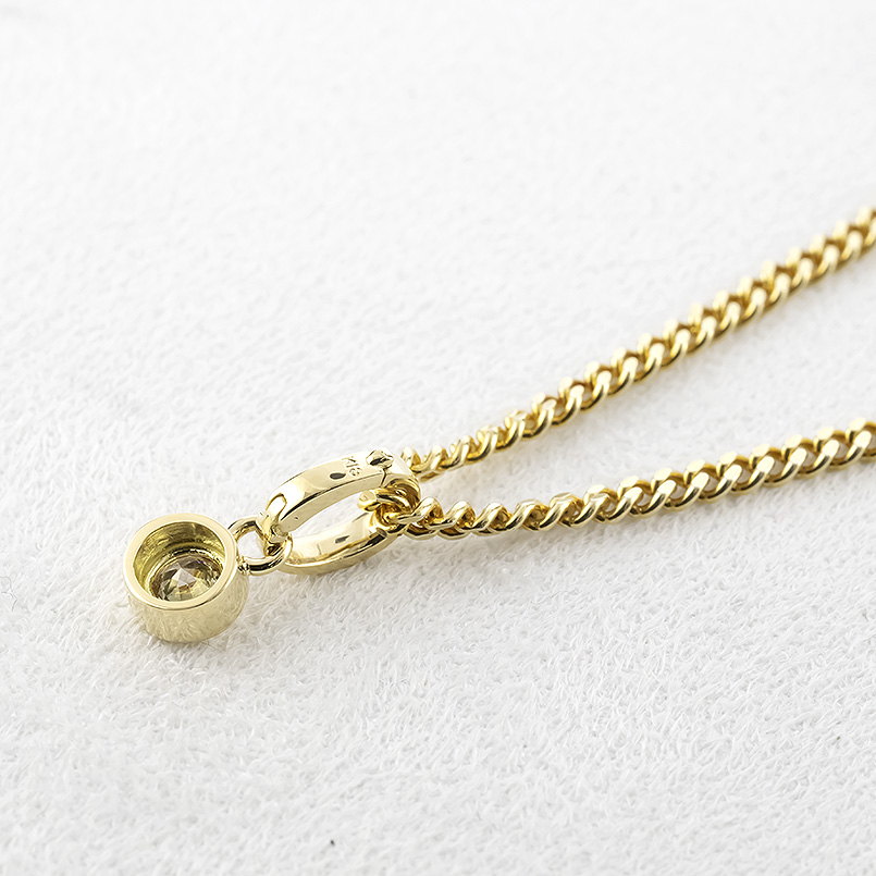 18金 ネックレス ペンダントトップ 喜平 トップ メンズ ゴールド 18k ダイヤ 一粒 ブラウンダイヤモンド 0.5ct k18 キヘイ チェーン あすつく 送料無料 saleの画像