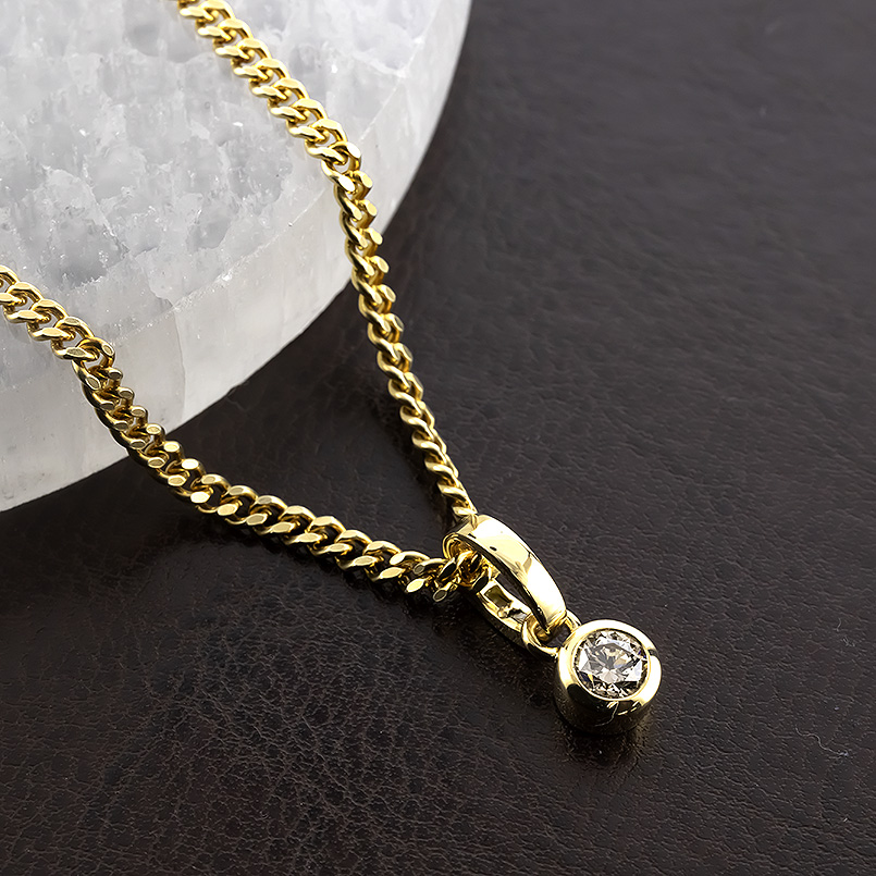 18金 ネックレス ペンダントトップ 喜平 トップ メンズ ゴールド 18k ダイヤ 一粒 ブラウンダイヤモンド 0.5ct k18 キヘイ チェーン あすつく 送料無料 saleの画像