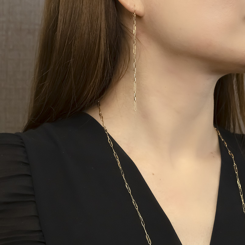 18金 ピアス ロングピアス ペア レディース クリップ型 揺れる ゆれる フックピアス 金 イエローゴールド18k シンプル 人気 あすつく 送料無料 セール saleの画像