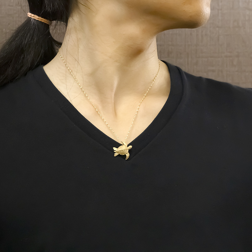 18金 亀 ネックレス ペンダントトップ 大ぶ...の詳細画像1