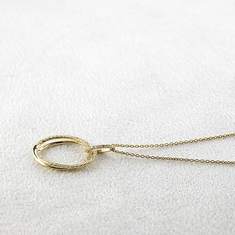 18金 ネックレス ダイヤモンド 0.27ct ペンダントトップ レディース 2連 大ぶり オーバル ゴールド 18k ペンダントヘッド 人気 送料無料 セール saleの画像