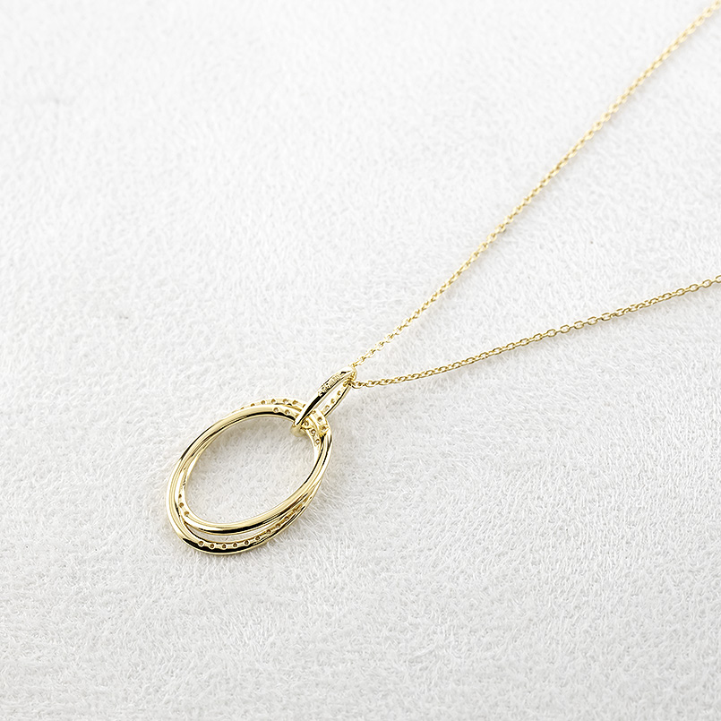 18金 ネックレス ダイヤモンド 0.27ct ペンダントトップ レディース 2連 大ぶり オーバル ゴールド 18k ペンダントヘッド 人気 送料無料 セール saleの画像