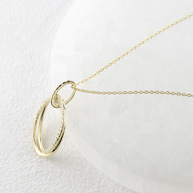 18金 ネックレス ダイヤモンド 0.27ct ペンダントトップ レディース 2連 大ぶり オーバル ゴールド 18k ペンダントヘッド 人気 送料無料 セール saleの画像