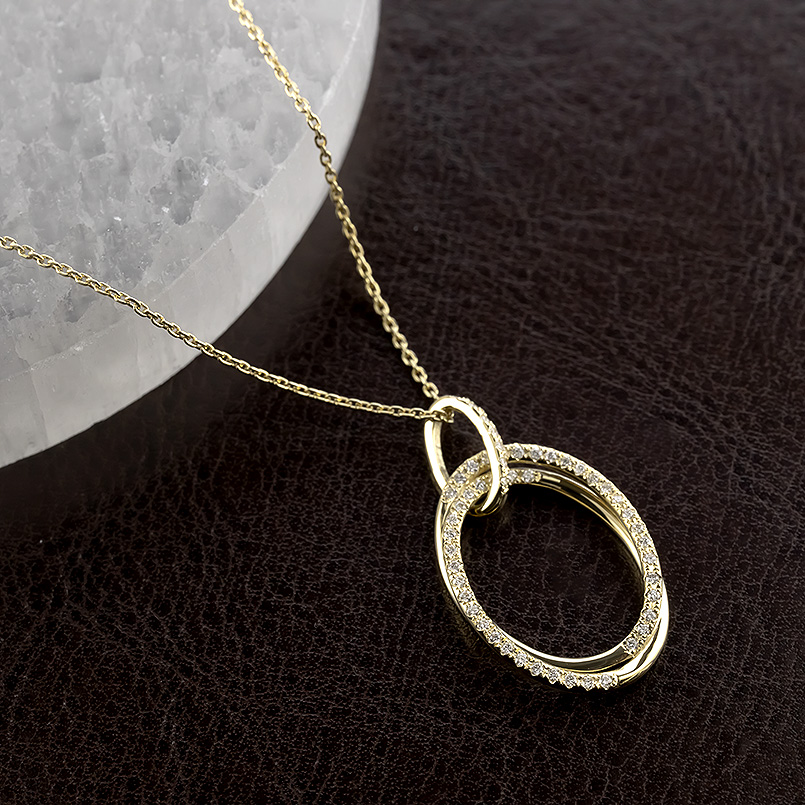 18金 ネックレス ダイヤモンド 0.27ct ペンダントトップ レディース 2連 大ぶり オーバル ゴールド 18k ペンダントヘッド 人気 送料無料 セール saleの画像