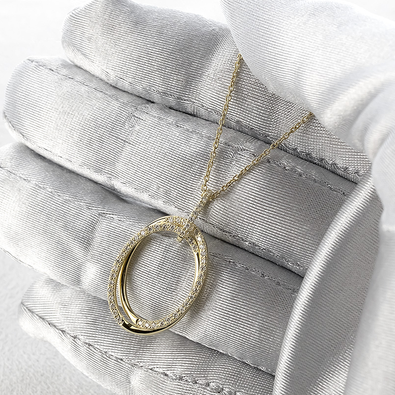 18金 ネックレス ダイヤモンド 0.27ct ペンダントトップ レディース 2連 大ぶり オーバル ゴールド 18k ペンダントヘッド 人気 送料無料 セール saleの画像