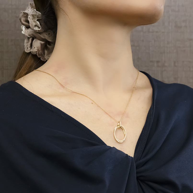 18金 ネックレス ダイヤモンド 0.27ct ペンダントトップ レディース 2連 大ぶり オーバル ゴールド 18k ペンダントヘッド 人気 送料無料 セール saleの画像