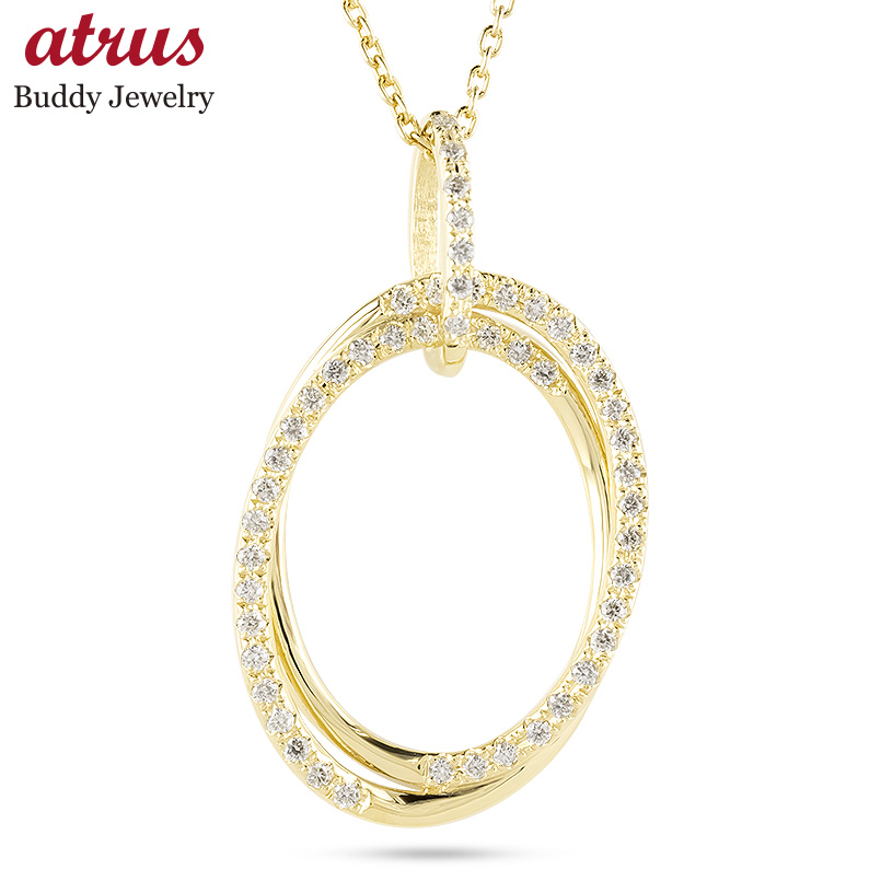 18金 ネックレス ダイヤモンド 0.27ct ペンダントトップ レディース 2連 大ぶり オーバル ゴールド 18k ペンダントヘッド シンプル 人気 送料無料 セール 爆買