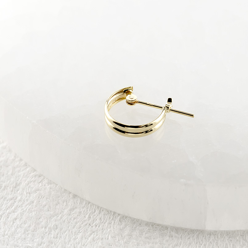 18金 フープピアス 小さい 18k レディース 片耳 ピアス 甲丸 2連