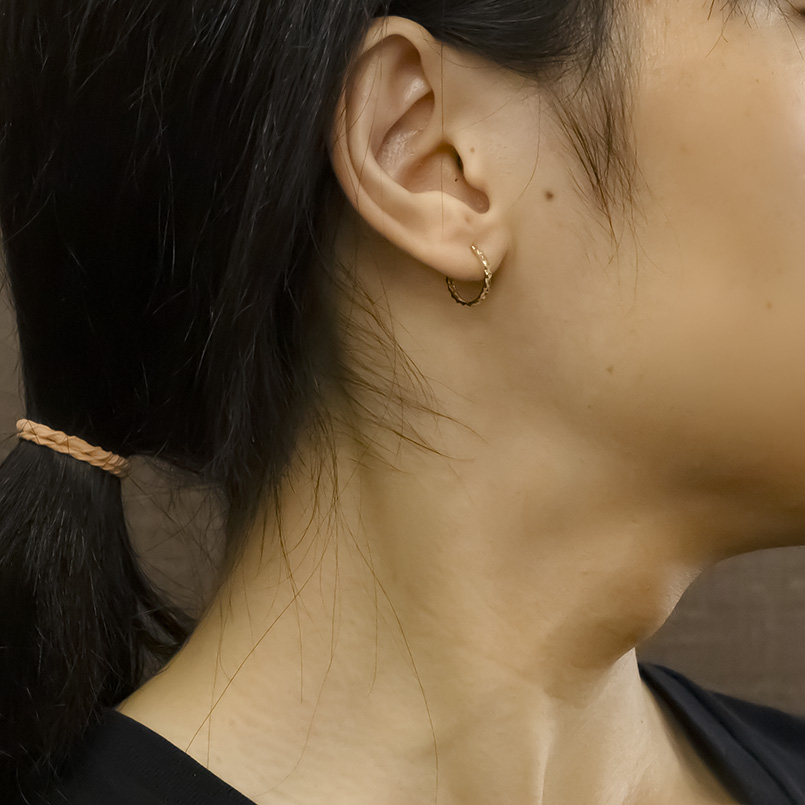 18kフープピアス イエローゴールド 『片耳 』k18 K18 フープピアス
