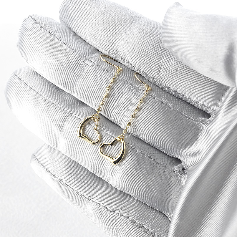 18金 ピアス ハート ロングピアス レディース ペア 揺れる ゆれる ゴールド 18k オープンハート フックピアス シンプル あすつく 送料無料 セール saleの画像