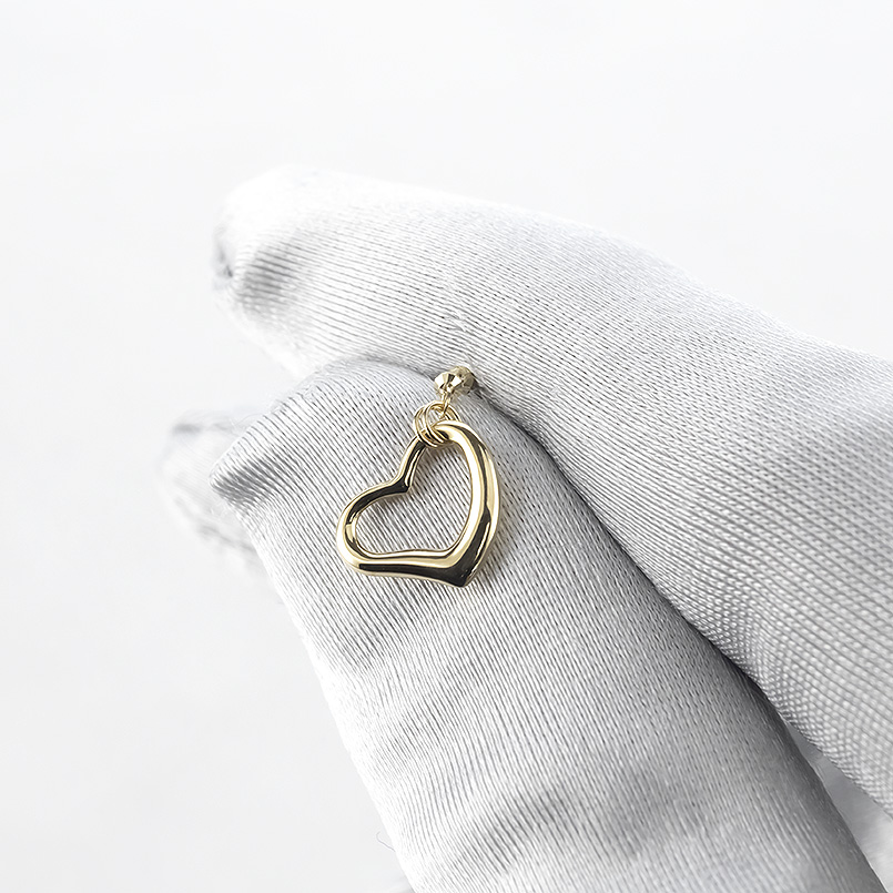 18金 ピアス ハート ロングピアス レディース ペア 揺れる ゆれる ゴールド 18k オープンハート フックピアス シンプル あすつく 送料無料 セール saleの画像