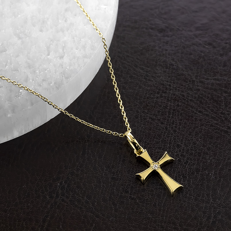 18金 ネックレス クロス トップ メンズ ダイヤモンド ペンダントトップ ゴールド 18k 十字架 ペンダントヘッド スタンダード 送料無料 セール saleの画像