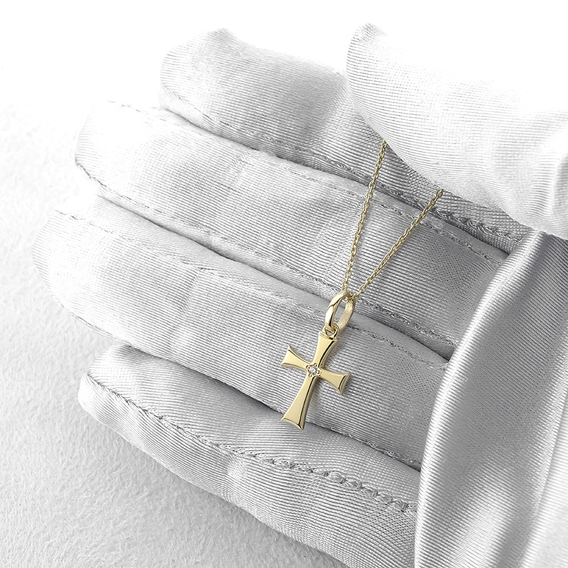 18金 ネックレス クロス トップ メンズ ダイヤモンド ペンダントトップ ゴールド 18k 十字架 ペンダントヘッド スタンダード 送料無料 セール saleの画像