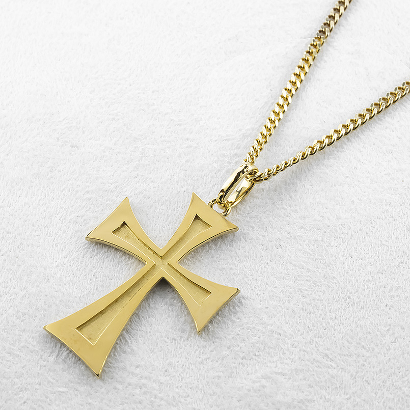 ジュエリー工房アトラス 18金 ネックレス クロス 喜平 トップ メンズ