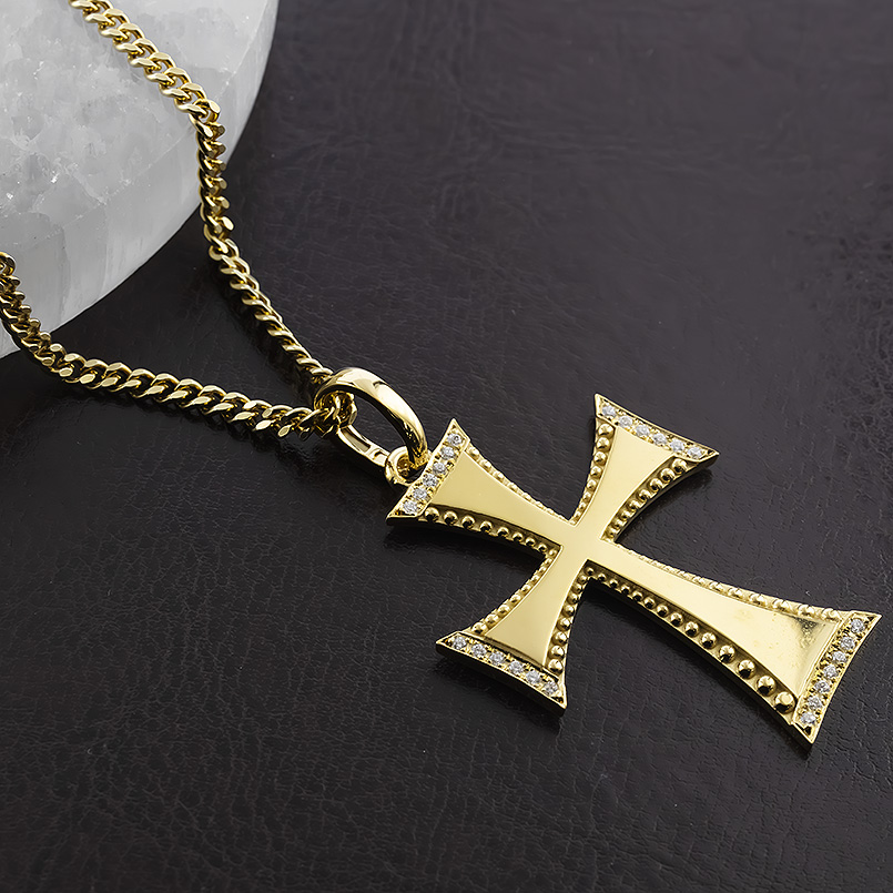 ジュエリー工房アトラス 18金 ネックレス クロス 喜平 トップ メンズ