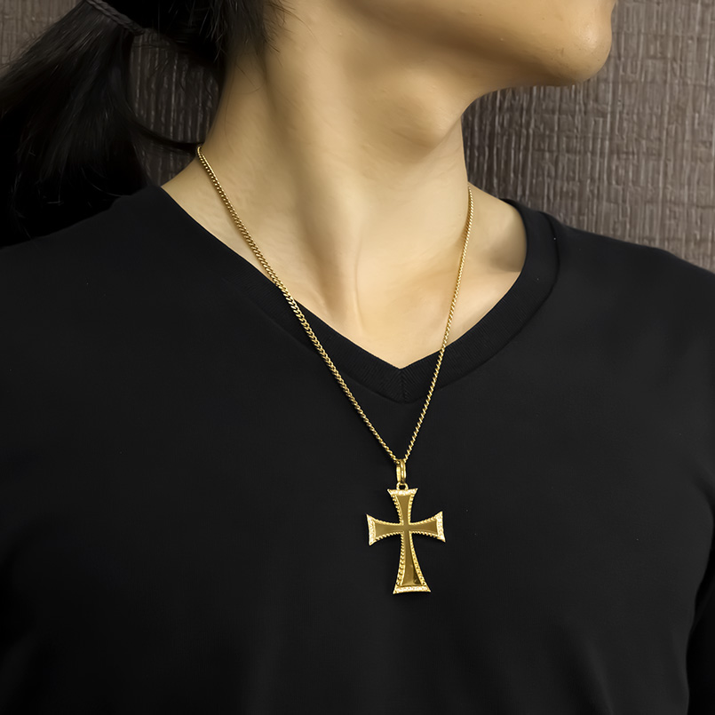 ジュエリー工房アトラス 18金 ネックレス クロス 喜平 トップ メンズ