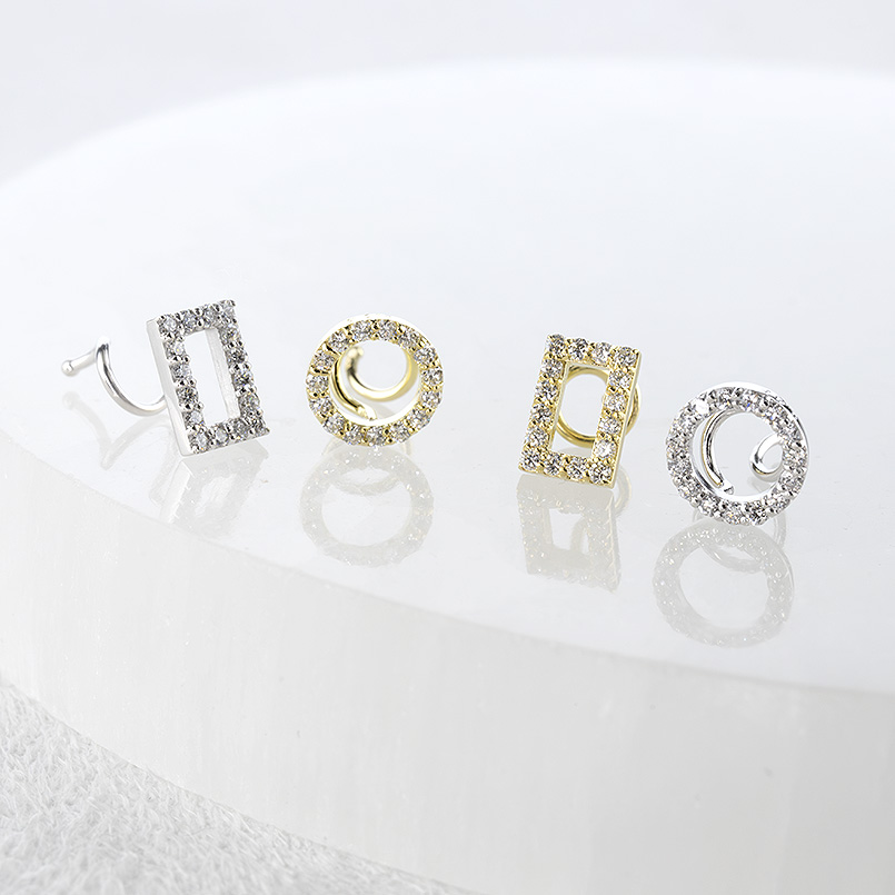 18金 プラチナ ピアス ダイヤモンド レディース 片耳 選べる デザイン ゴールド 18k pt900 簡単装着 キャッチのいらないピアス キャッチナッシャー あすつくの画像