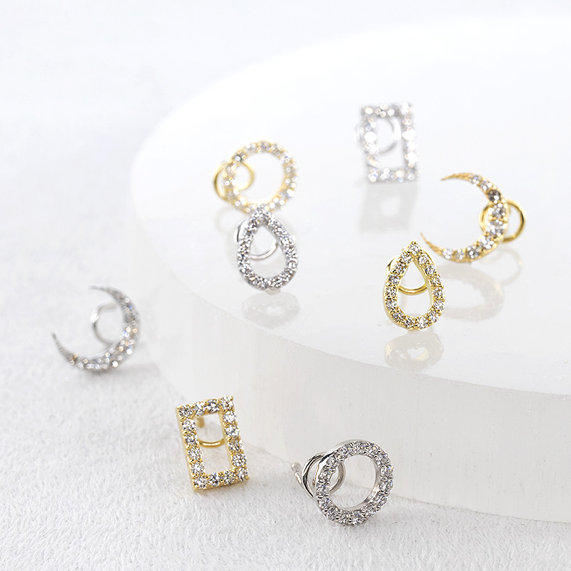 18金 プラチナ ピアス ダイヤモンド レディース 片耳 選べる デザイン ゴールド 18k pt900 簡単装着 キャッチのいらないピアス キャッチナッシャー あすつくの画像