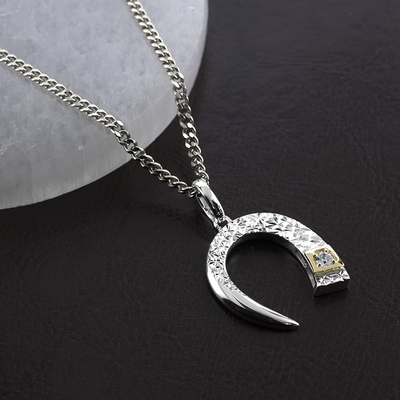 ジュエリー工房アトラス シルバー 18金 馬蹄 ダイヤモンド 0.2ct 喜平