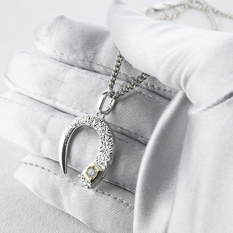 ジュエリー工房アトラス シルバー 18金 馬蹄 ダイヤモンド 0.2ct 喜平 
