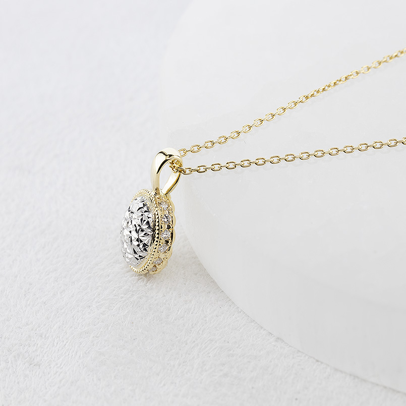 18金 プラチナ ネックレス ダイヤモンド レディース ペンダントトップ ゴールド 18k pt900 ミル打ち ライトニングカット 送料無料 セール saleの画像