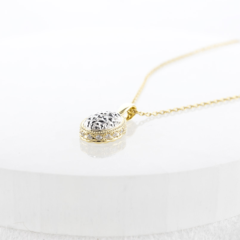 18金 プラチナ ネックレス ダイヤモンド レディース ペンダントトップ ゴールド 18k pt900 ミル打ち ライトニングカット 送料無料 セール saleの画像