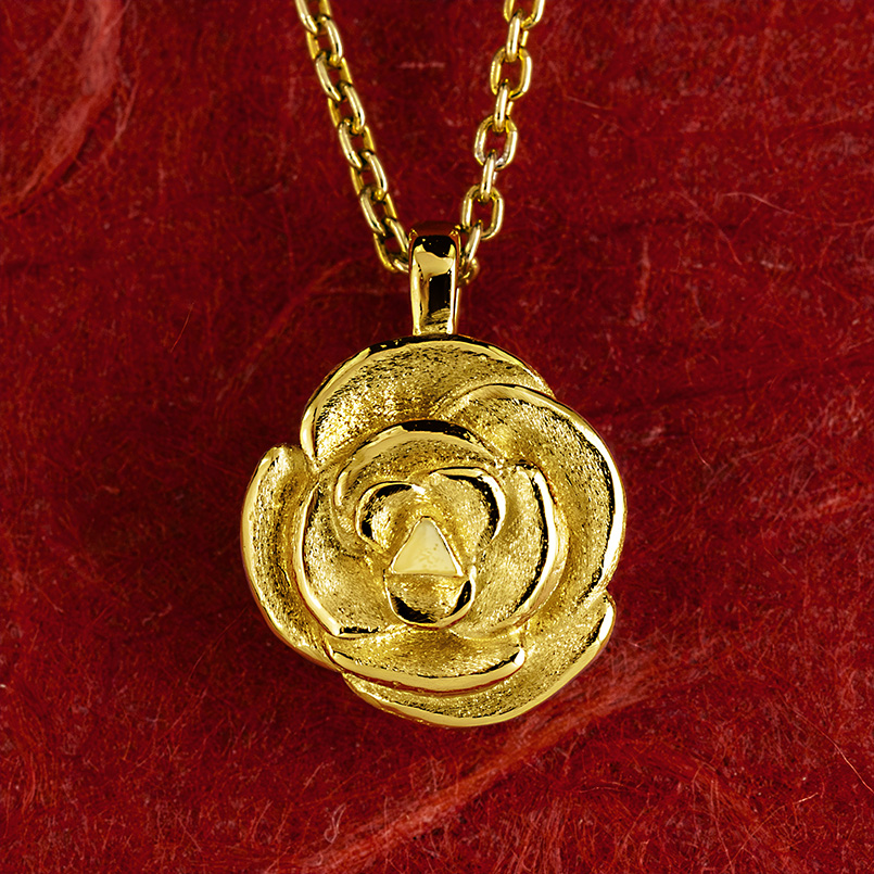 24金 ネックレス トップ 純金 薔薇 ペンダントトップ ゴールド 24K
