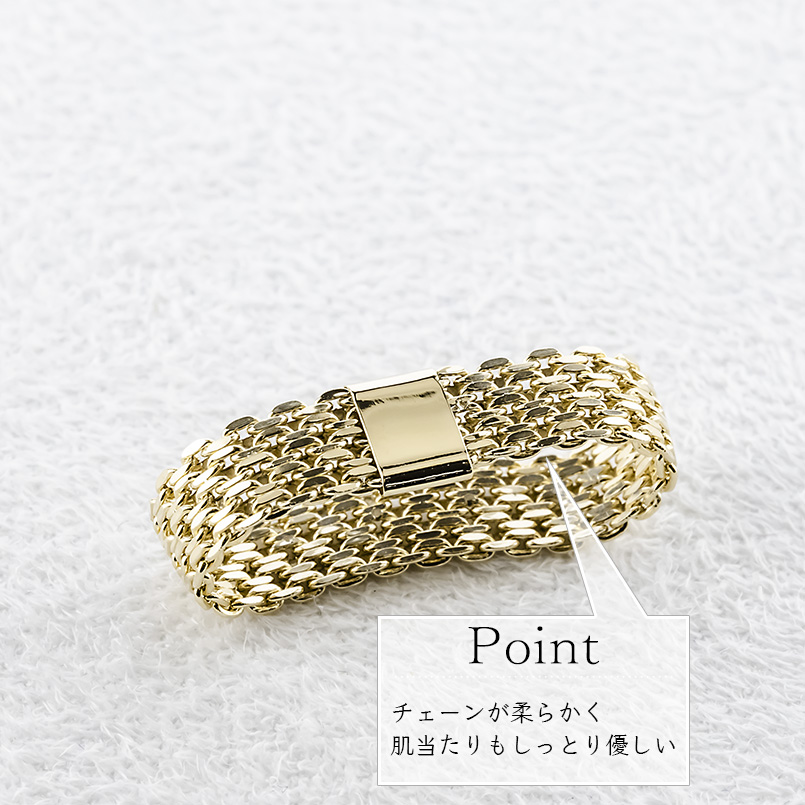 18金 リング チェーンリング 13号 レディース 5連 太め ゴールド 18K 中空 ビスマルク チェーン 指輪 婚約指輪 ピンキーリング あすつく 送料無料 セール saleの画像