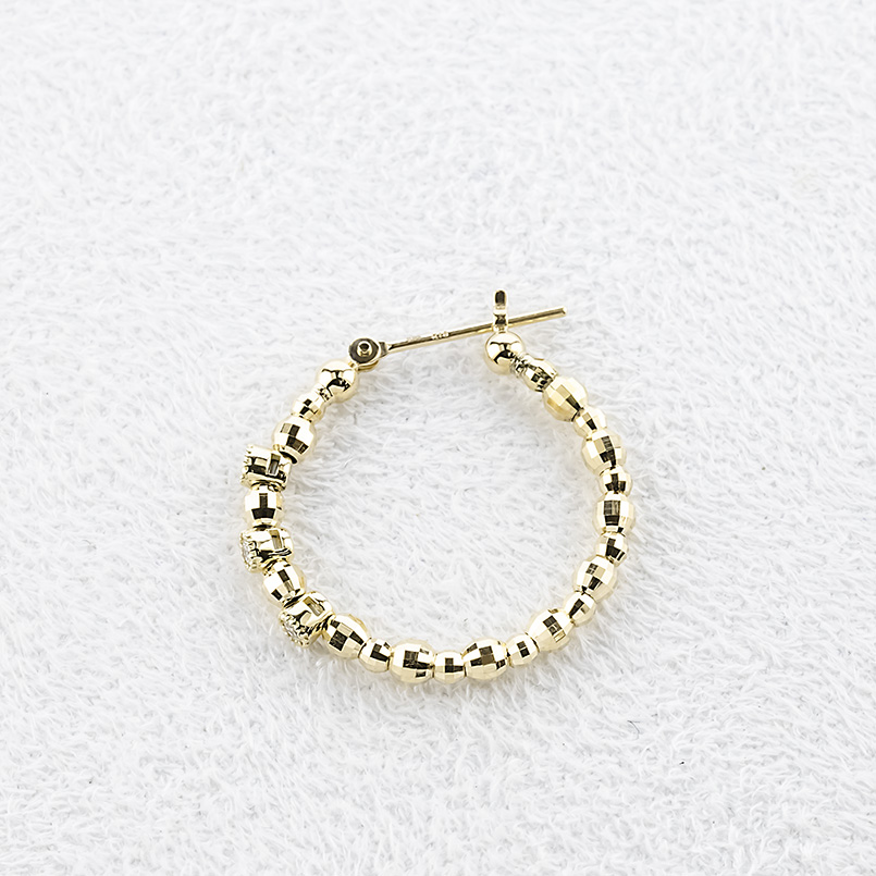 18金 フープピアス ダイヤモンド 0.12ct レディース ミラーボール 大ぶり ゴールド18k ピアス フープ ペア イエローゴールドk18 あすつく 送料無料 セール saleの画像