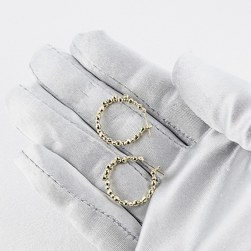 18金 フープピアス ダイヤモンド 0.12ct レディース ミラーボール 大ぶり ゴールド18k ピアス フープ ペア イエローゴールドk18 あすつく 送料無料 セール saleの画像