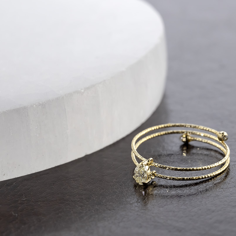 18金 リング ダイヤモンド 0.12ct ドロップ フリーサイズ レディース 形状記憶 簡単着脱 ゴールド 18k イエローゴールドk18 あすつく 送料無料 セール saleの画像
