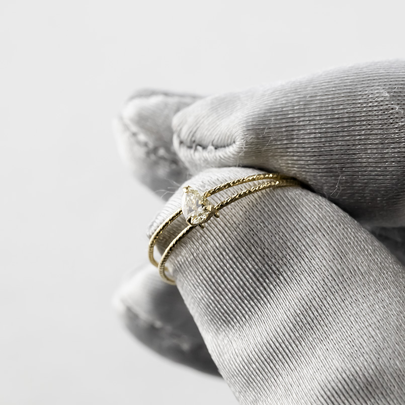 18金 リング ダイヤモンド 0.12ct ドロップ フリーサイズ レディース 形状記憶 簡単着脱 ゴールド 18k イエローゴールドk18 あすつく 送料無料 セール saleの画像