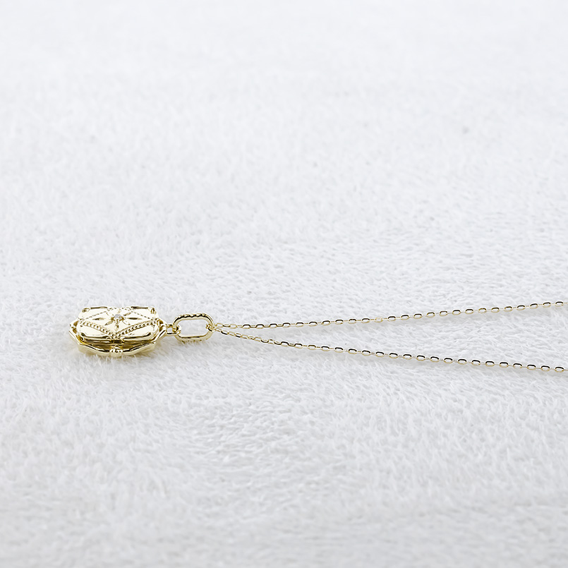 18金 ロケット ネックレス ライトブラウンダイヤモンド ペンダントトップ 大ぶり ゴールド 18k イエローゴールドK18 ミル打ち オーバル 男女兼用 送料無料 saleの画像
