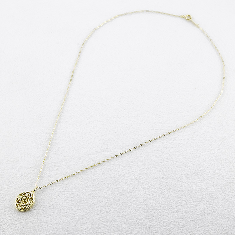 18金 ロケット ネックレス ペンダントトップ ホワイトトパーズ レディース 大ぶり 透かし ゴールド 18k イエローゴールドK18 オーバル 送料無料 セール saleの画像