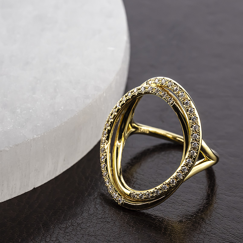 ジュエリー工房アトラス ゴールド リング ダイヤモンド 0.22ct 幅広 