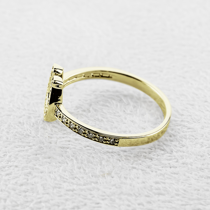 18金 リング 馬蹄 ダイヤモンド 0.18ct レディース お守り 指輪 ゴールド 18K 蹄鉄 ホースシュー ピンキーリング 婚約指輪 シンプル 人気 送料無料 セール saleの画像