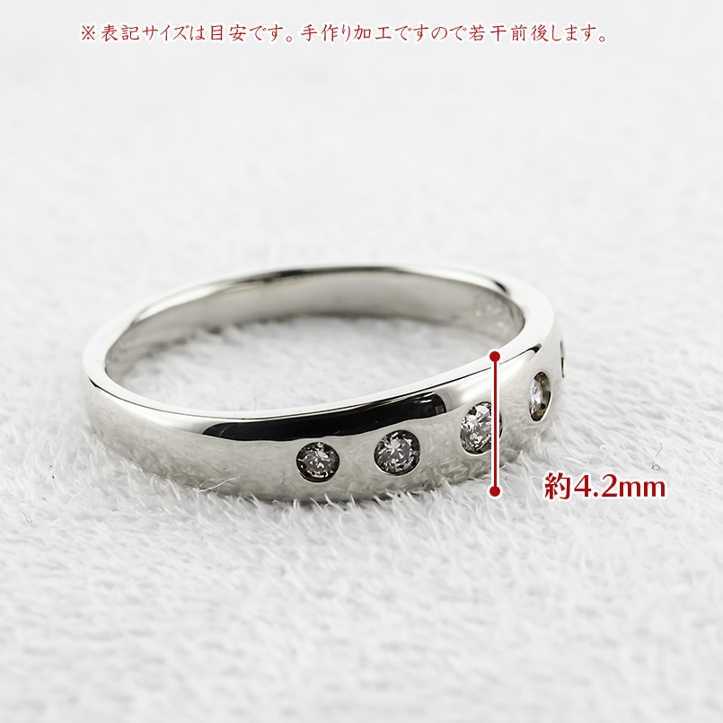 プラチナ リング ダイヤモンド 0.12ct 甲丸 無垢 レディース 太め pt900 指輪 ピンキーリング 婚約指輪 ダイヤ シンプル 人気 おしゃれ 送料無料 セール saleの画像