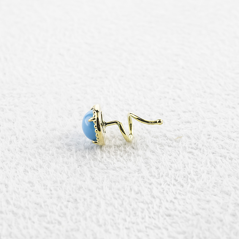 18金 ピアス トルコ レディース 片耳 ゴールド 18k つけっぱなし 簡単装着 キャッチのいらないピアス キャッチナッシャー ターコイズ ミル打ち あすつく セールの画像