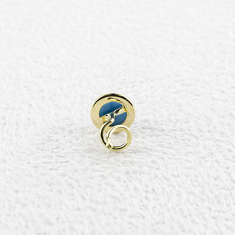 18金 ピアス トルコ レディース 片耳 ゴールド 18k つけっぱなし 簡単装着 キャッチのいらないピアス キャッチナッシャー ターコイズ ミル打ち あすつく セールの画像