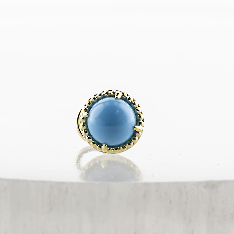 18金 ピアス トルコ レディース 片耳 ゴールド 18k つけっぱなし 簡単装着 キャッチのいらないピアス キャッチナッシャー ターコイズ ミル打ち あすつく セールの画像