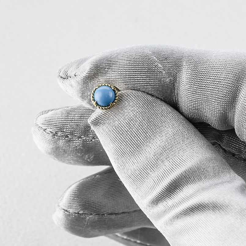 18金 ピアス トルコ レディース 片耳 ゴールド 18k つけっぱなし 簡単装着 キャッチのいらないピアス キャッチナッシャー ターコイズ ミル打ち あすつく セールの画像