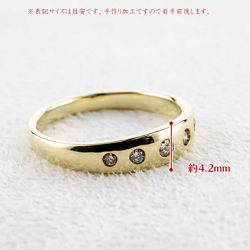 18金 リング ダイヤモンド 0.12ct 12号 甲丸 無垢 レディース 太め ゴールド 18K 指輪 ピンキーリング 婚約指輪 シンプル 人気 あすつく 送料無料 セール saleの画像