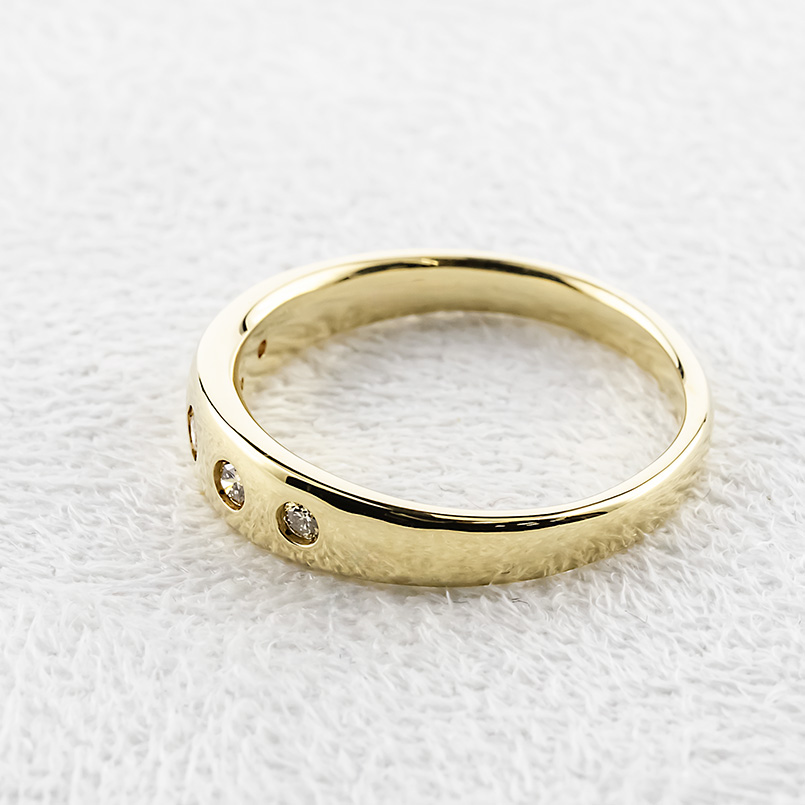 18金 リング ダイヤモンド 0.12ct 12号 甲丸 無垢 レディース 太め ゴールド 18K 指輪 ピンキーリング 婚約指輪 シンプル 人気 あすつく 送料無料 セール saleの画像