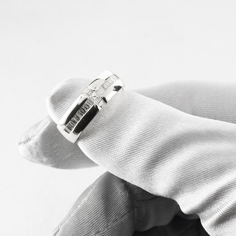 プラチナ リング ダイヤモンド メンズ 幅広 ...の詳細画像3