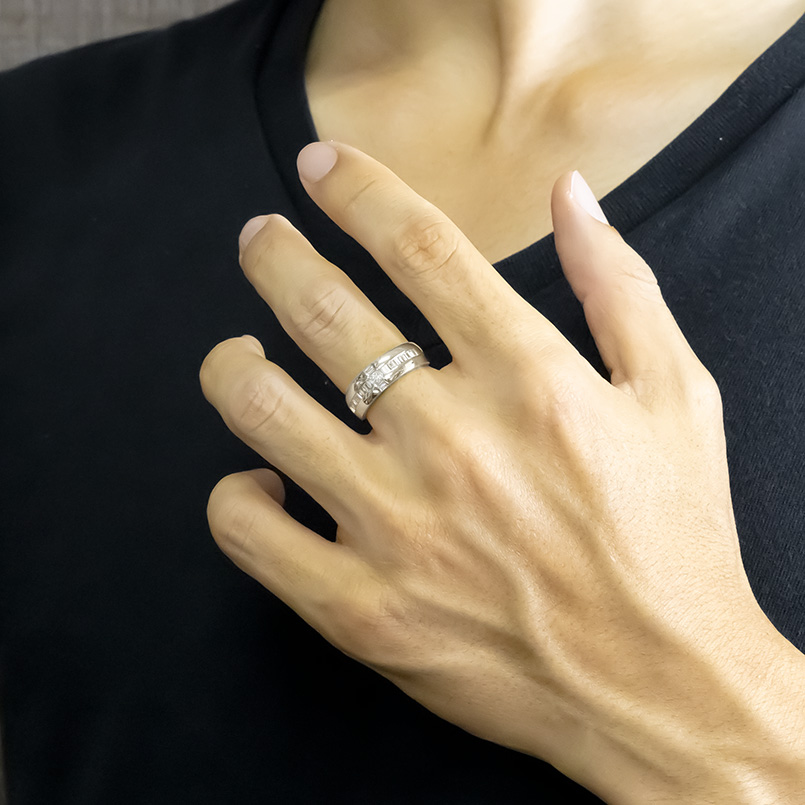 プラチナ リング ダイヤモンド メンズ 幅広 ...の詳細画像1