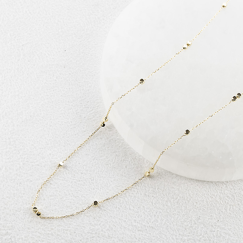 18金 ネックレス ステーションネックレス チェーンのみ 80cm キューブ レディース ラリエット ゴールド 18k イエローゴールドk18 角型パーツ 送料無料 セールの画像