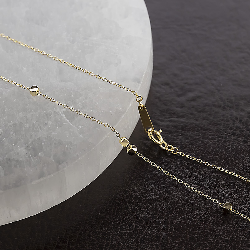 18金 ネックレス ステーションネックレス チェーンのみ 80cm キューブ レディース ラリエット ゴールド 18k イエローゴールドk18 角型パーツ 送料無料 セールの画像