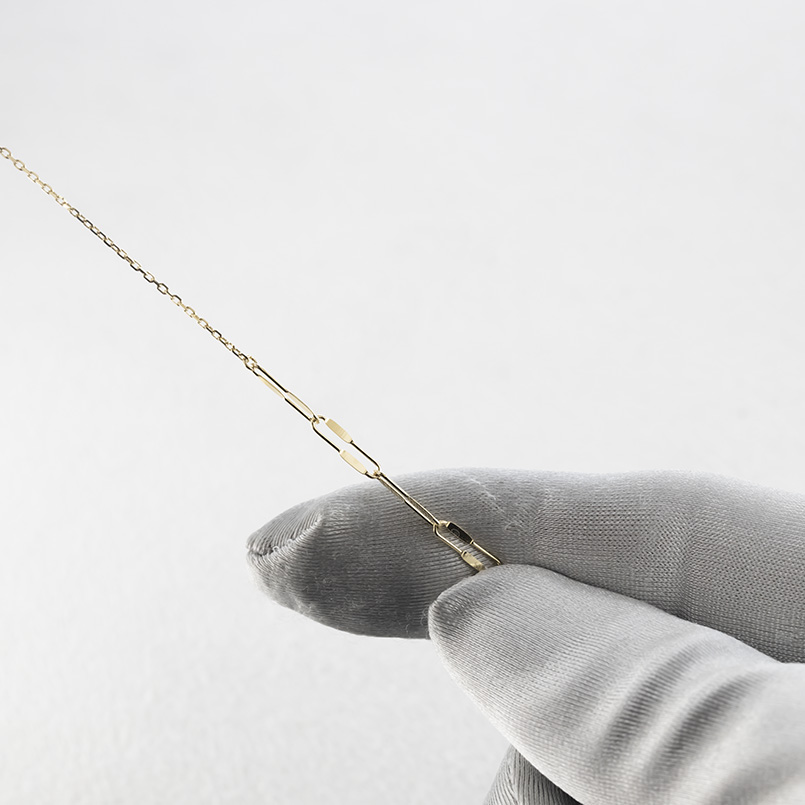 18金 ネックレス チェーンのみ 最長69cm〜最短45cm レディース アズキ 小豆 あずき クリップ型 ノンストレス 折り返し式 ゴールド 18k k18 地金 あすつく saleの画像