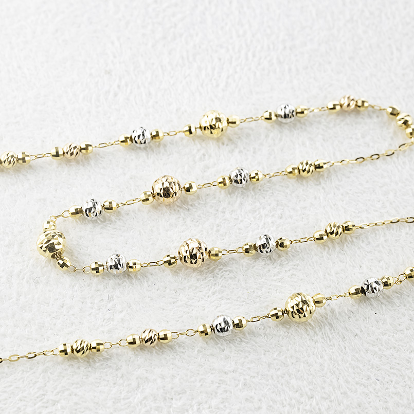 18金 ネックレス スライド式 チェーンのみ 65cm レディース カットボール ハニーミラーボール ゴールド18k 3カラー ロングネックレス コンビ あすつく 送料無料の画像