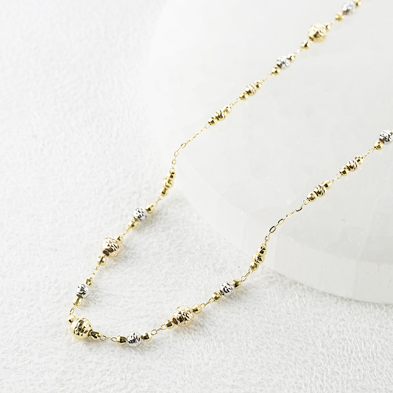 18金 ネックレス スライド式 チェーンのみ 65cm レディース カットボール ハニーミラーボール ゴールド18k 3カラー ロングネックレス コンビ あすつく 送料無料の画像